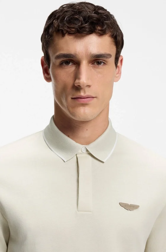 BOSS x ASTON MARTIN polo shirt in wool-cotton piqué BOSS x ASTON MARTIN polo shirt in wool-cotton piqué