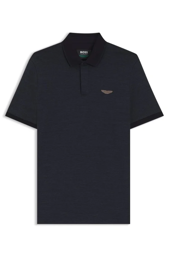BOSS x ASTON MARTIN polo shirt in wool-cotton piqué BOSS x ASTON MARTIN polo shirt in wool-cotton piqué