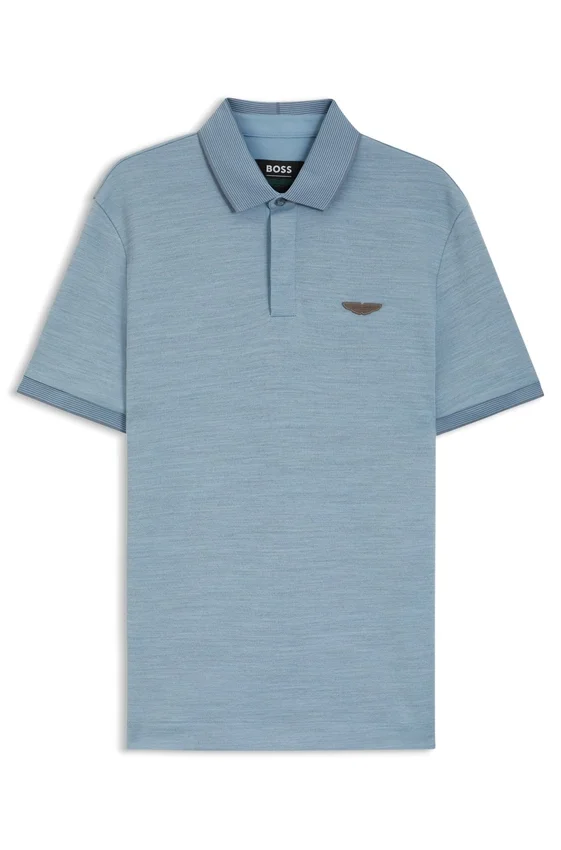 BOSS x ASTON MARTIN polo shirt in wool-cotton piqué BOSS x ASTON MARTIN polo shirt in wool-cotton piqué