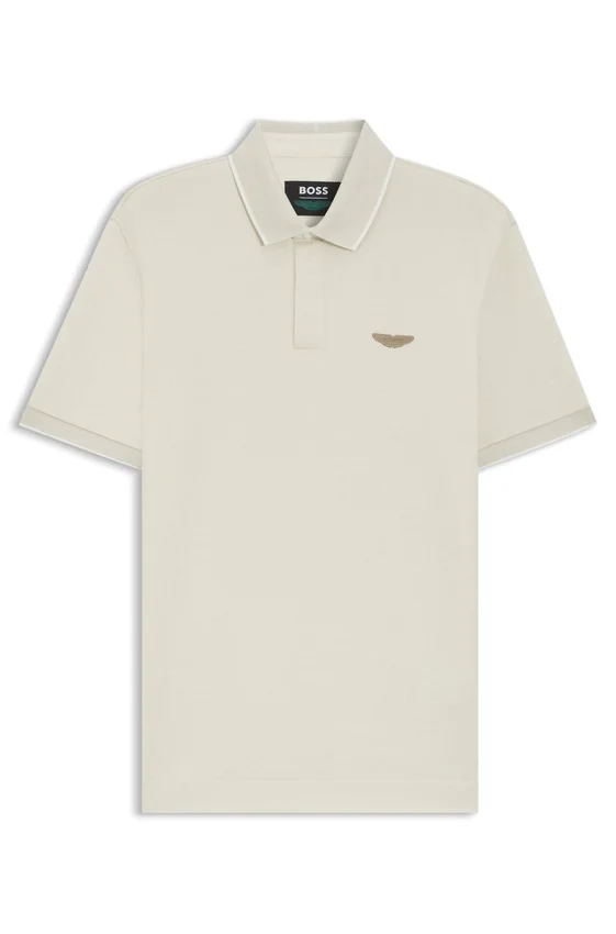 BOSS x ASTON MARTIN polo shirt in wool-cotton piqué BOSS x ASTON MARTIN polo shirt in wool-cotton piqué