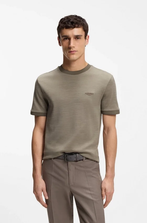 BOSS x ASTON MARTIN T-shirt in wool-cotton jacquard BOSS x ASTON MARTIN T-shirt in wool-cotton jacquard