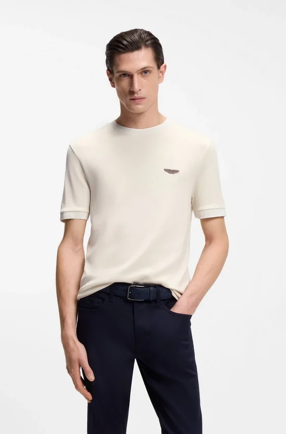 BOSS x ASTON MARTIN T-shirt in wool-cotton jacquard BOSS x ASTON MARTIN T-shirt in wool-cotton jacquard