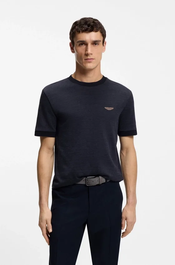 BOSS x ASTON MARTIN T-shirt in wool-cotton jacquard BOSS x ASTON MARTIN T-shirt in wool-cotton jacquard