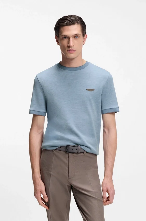 BOSS x ASTON MARTIN T-shirt in wool-cotton jacquard BOSS x ASTON MARTIN T-shirt in wool-cotton jacquard