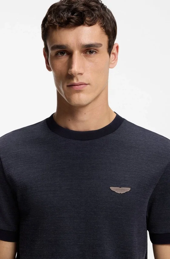 BOSS x ASTON MARTIN T-shirt in wool-cotton jacquard BOSS x ASTON MARTIN T-shirt in wool-cotton jacquard