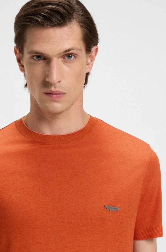 BOSS x ASTON MARTIN T-shirt with nubuck logo BOSS x ASTON MARTIN T-shirt with nubuck logo