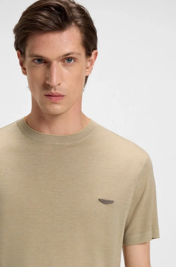 BOSS x ASTON MARTIN T-shirt with nubuck logo BOSS x ASTON MARTIN T-shirt with nubuck logo