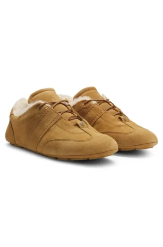 BOSS x Steiff fur-trim trainers in suede