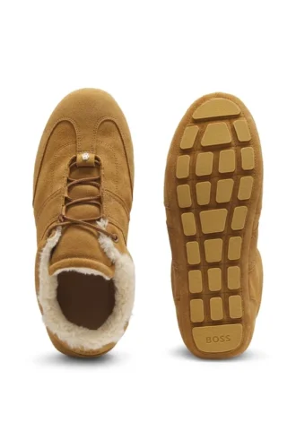 BOSS x Steiff fur-trim trainers in suede