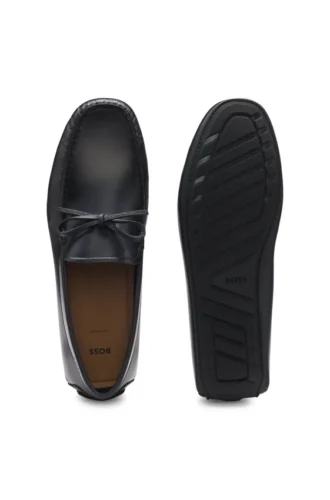Bow-trim driver moccasins in leather