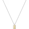Box-chain necklace with branded double-tag pendant