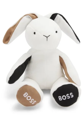 Branded plush faux-fur bunny for babies