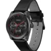 #BRIGHT SPORT Black-plated watch with tonal leather strap #BRIGHT SPORT Black-plated watch with tonal leather strap