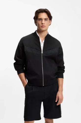 Broderie-stripe jacket in a cotton blend