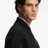Broderie-stripe jacket in a cotton blend