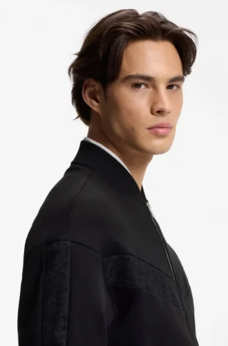 Broderie-stripe jacket in a cotton blend
