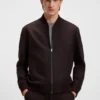 Brushed slim-fit jacket in stretch flannel