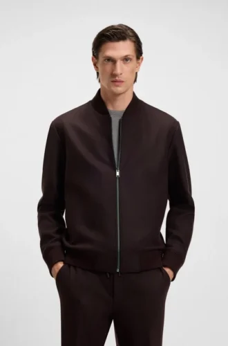 Brushed slim-fit jacket in stretch flannel