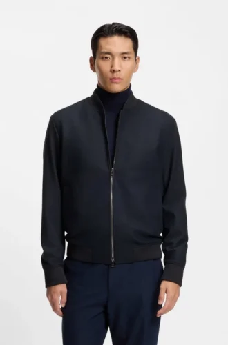 Brushed slim-fit jacket in stretch flannel