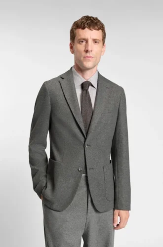 Brushed slim-fit jacket in stretch flannel