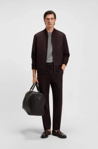 Brushed slim-fit jacket in stretch flannel