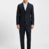 Brushed slim-fit jacket in stretch flannel