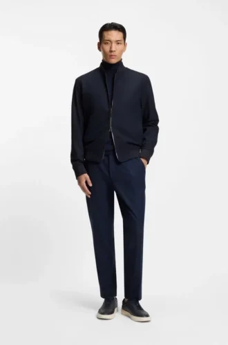 Brushed slim-fit jacket in stretch flannel