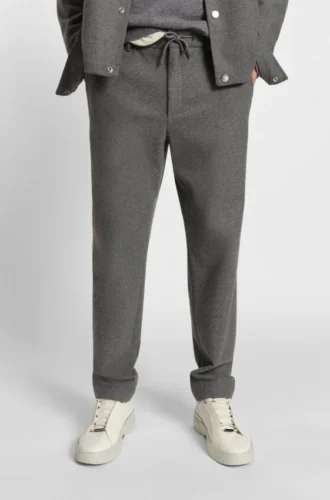 Brushed tapered-fit trousers in stretch flannel