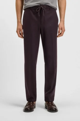 Brushed tapered-fit trousers in stretch flannel
