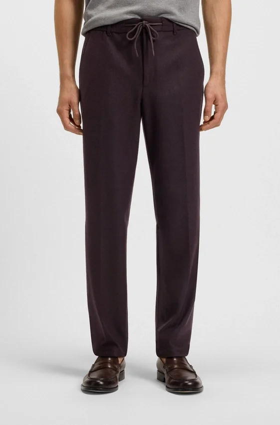 Brushed tapered-fit trousers in stretch flannel Brushed tapered-fit trousers in stretch flannel