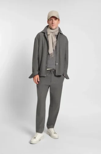Brushed tapered-fit trousers in stretch flannel