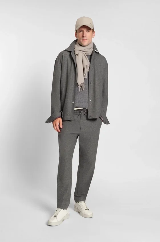 Brushed tapered-fit trousers in stretch flannel Brushed tapered-fit trousers in stretch flannel