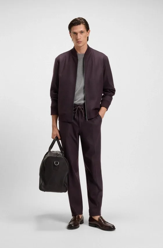 Brushed tapered-fit trousers in stretch flannel Brushed tapered-fit trousers in stretch flannel