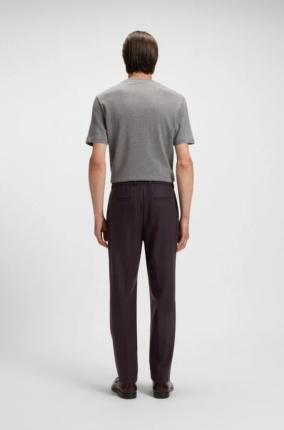 Brushed tapered-fit trousers in stretch flannel Brushed tapered-fit trousers in stretch flannel