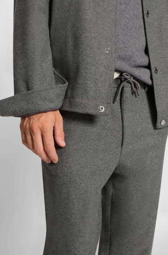 Brushed tapered-fit trousers in stretch flannel Brushed tapered-fit trousers in stretch flannel