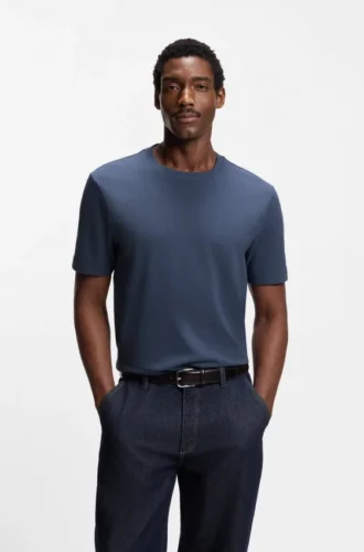 Bubble-jacquard structure T-shirt in a cotton blend