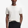Bubble-jacquard structure T-shirt in a cotton blend