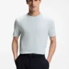 Bubble-jacquard structure T-shirt in a cotton blend