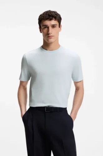 Bubble-jacquard structure T-shirt in a cotton blend
