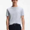 Bubble-jacquard structure T-shirt in a cotton blend