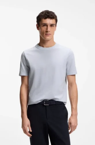 Bubble-jacquard structure T-shirt in a cotton blend