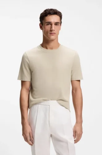 Bubble-jacquard structure T-shirt in a cotton blend