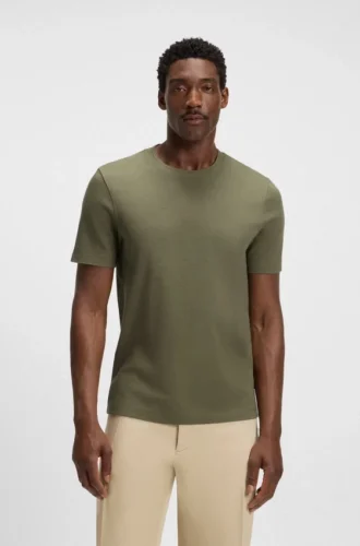 Bubble-jacquard structure T-shirt in a cotton blend