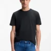Bubble-jacquard structure T-shirt in a cotton blend