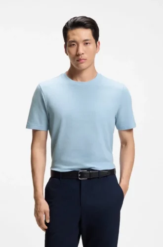 Bubble-jacquard structure T-shirt in a cotton blend