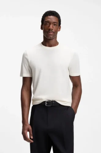 Bubble-jacquard structure T-shirt in a cotton blend