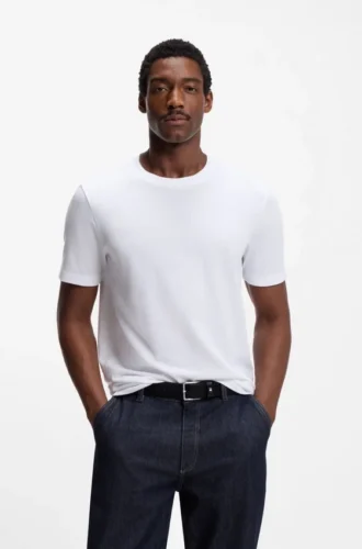 Bubble-jacquard structure T-shirt in a cotton blend