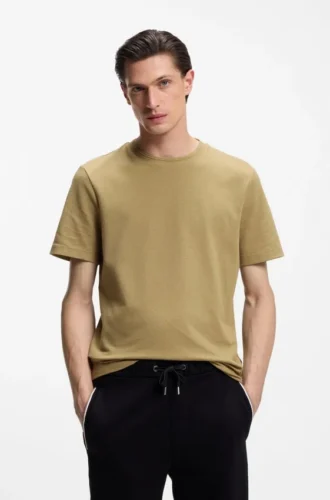 Bubble-jacquard structure T-shirt in a cotton blend