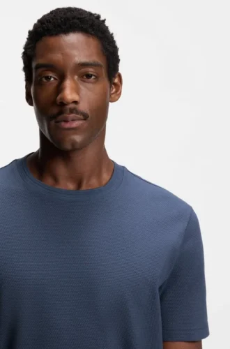 Bubble-jacquard structure T-shirt in a cotton blend