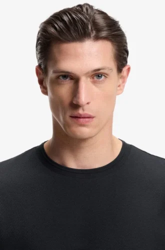 Bubble-jacquard structure T-shirt in a cotton blend